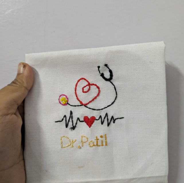 Healthcare Heroes - Dr. Patil personalized with medical theme and heartbeat line